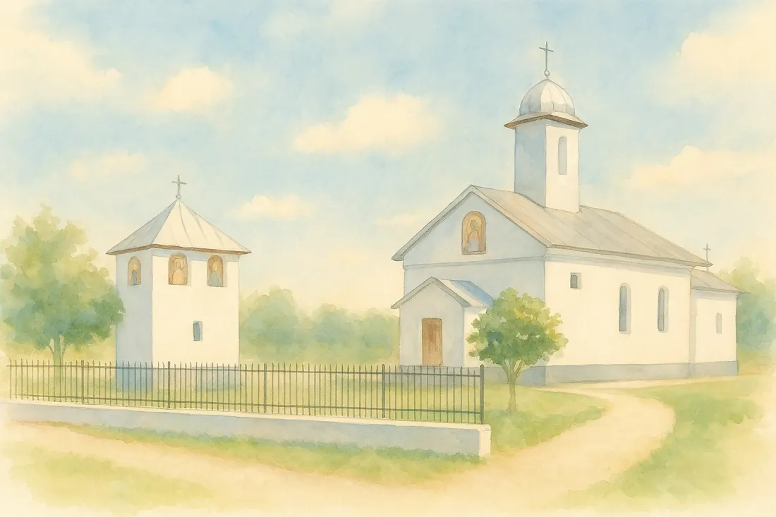 Biserica Sf. Împ. Constantin și Elena — acuarelă